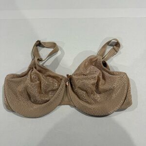 New! Chantelle Tan Lace Bra With floral Designs and Bow    Size- 36F(DDD)